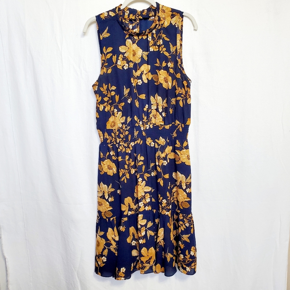 Nanette Lepore Smocked Floral Sleeveless Blouson Dress Size 16 - Picture 2 of 10